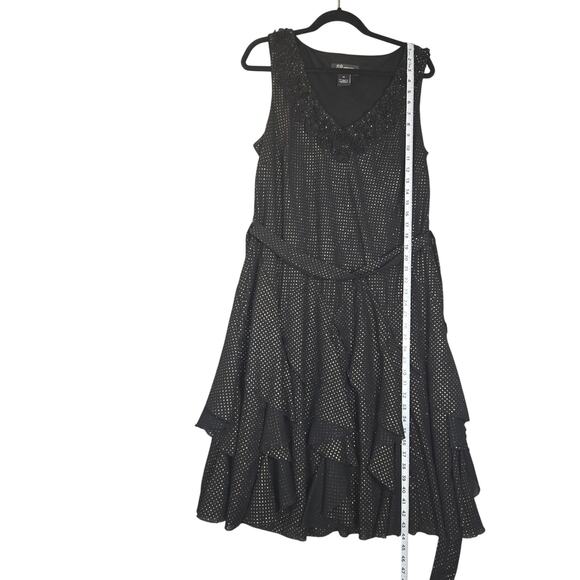 RB Collection New York Womens Size 14 Midi Dress Black Gold Ruffle Party Event - Picture 6 of 12